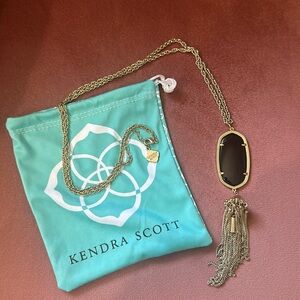 Kendra Scott Rayne Gold Long Pendant Necklace in Black